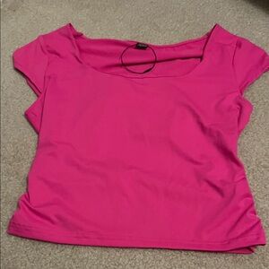 NWT SHEIN Hot Pink Scoop Neck Short Sleeve Top